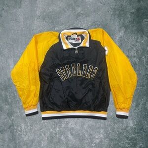 Vintage Chalk Line NFL Pittsburgh Steelers Black And Yellow Nylon Half Zip Sz M